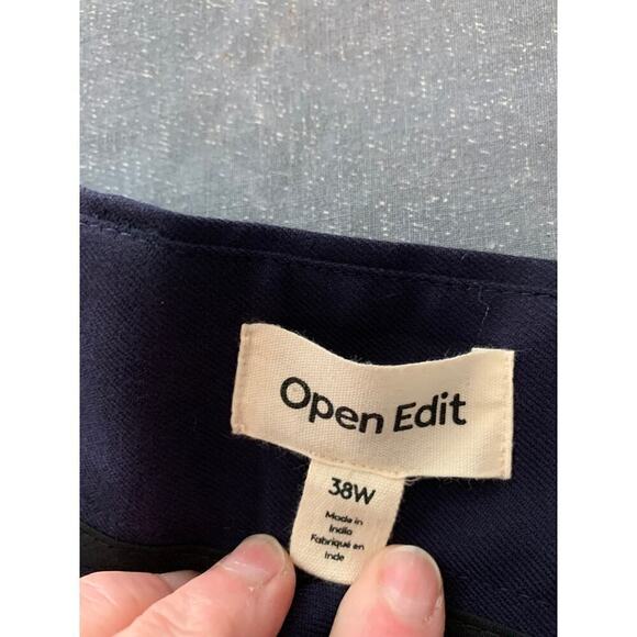 Open Edit Mens Navy Blue Pants Pleated Cuffed Cropped Size 38 New - Picture 6 of 6